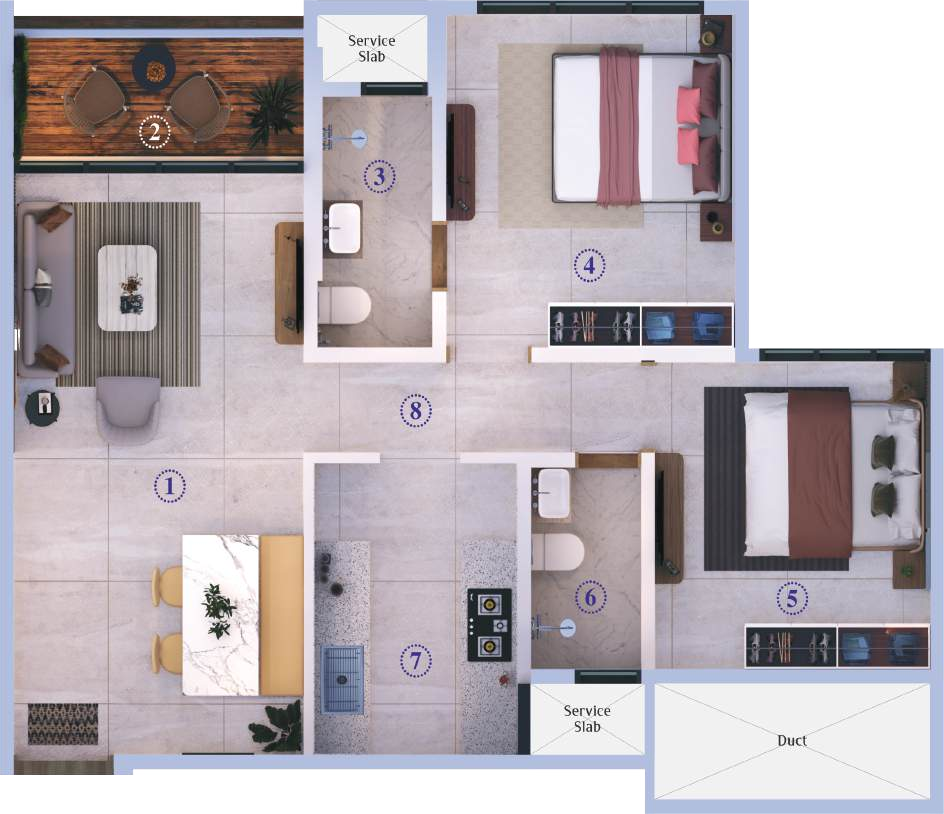 2 BHK Floor Plan